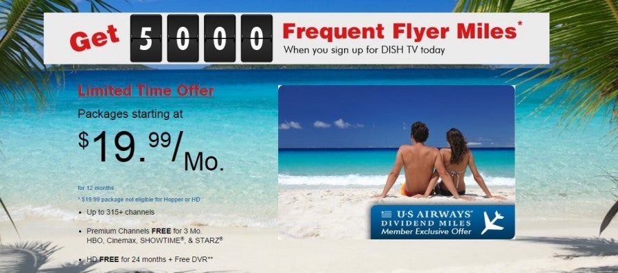 US Airways dish network tv promotion