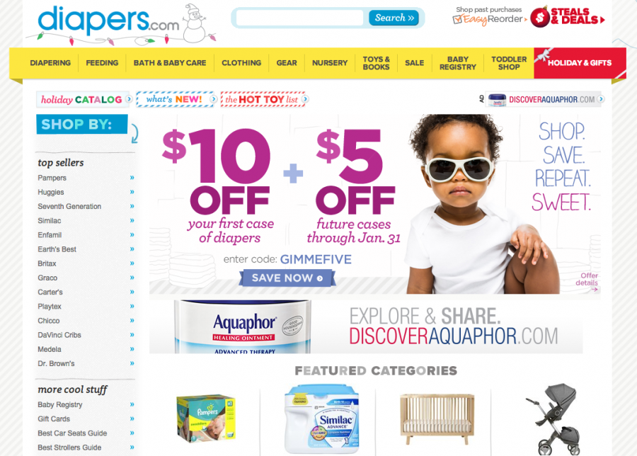 Diapers.com is another option, and they are on several online shopping portals.