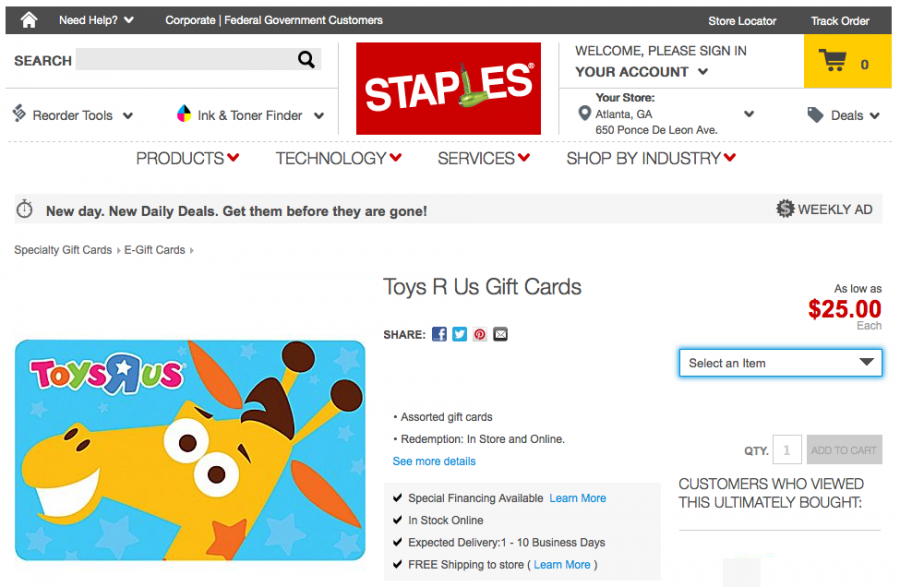 You can purchase a Toys R Us gift card online through Staples and earn 5 points per dollar with a Chase Ink card.