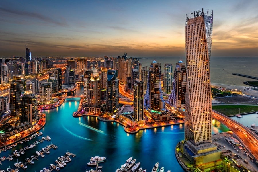 The city of Dubai, set beside the Arabian Gulf, is glitzy, glassy and over-the-top glamorous. Photo courtesy of Shutterstock.