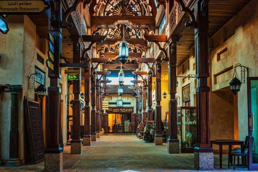The splendid interior of the Madinat Souk. Photo courtesy of Shutterstock.