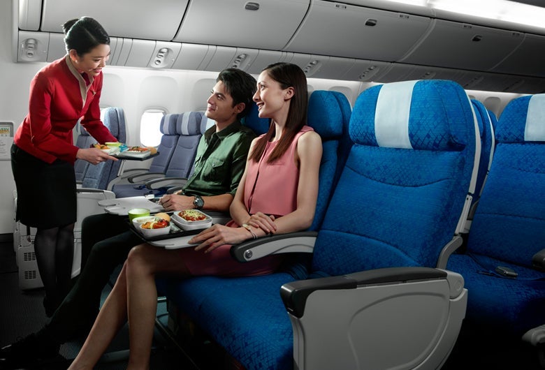 Cathay Pacific's economy cabin gives you a variety of dining options