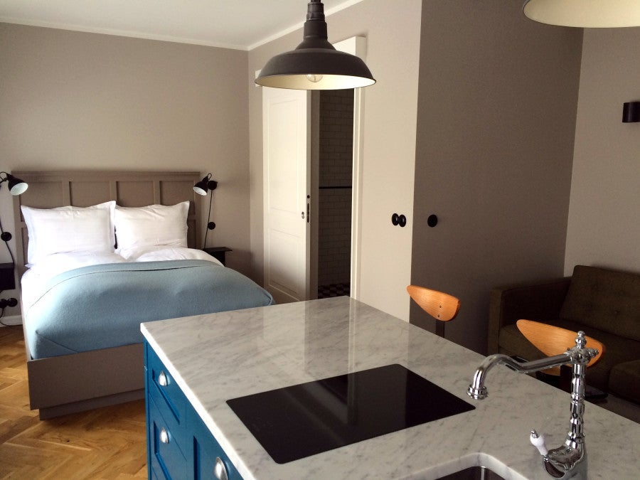 The "Big Room" (ironically, the smallest option) at Kvosin Downtown Hotel