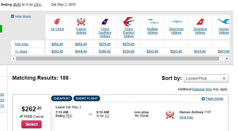 Orbitz quoted me $262 for the ticket