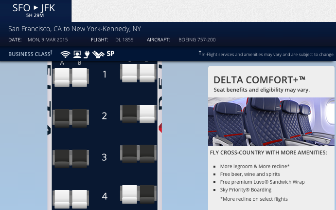 Delta SFO-JFK seat map 1