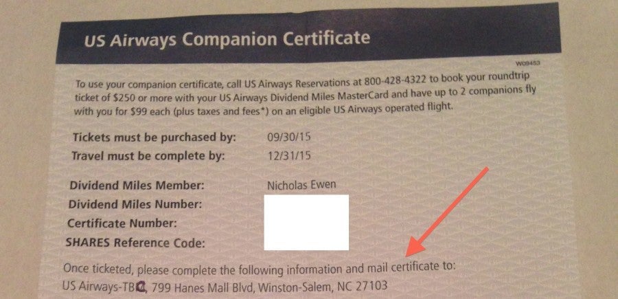 Be sure to mail the certificate in within 24 hours of booking!