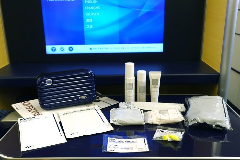 A Rimowa amenity kit was waiting at each seat.