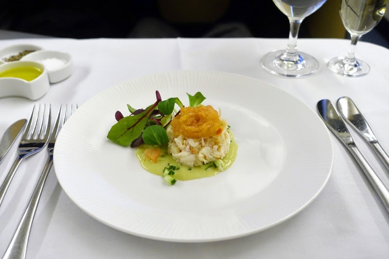 The delicious ANA first-class crab appetizer.