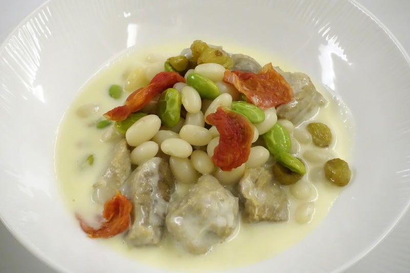 My veal entree, with white beans and edamame.