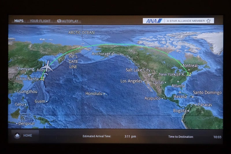 Each ANA first-class seat has a large, 23-inch HDTV.