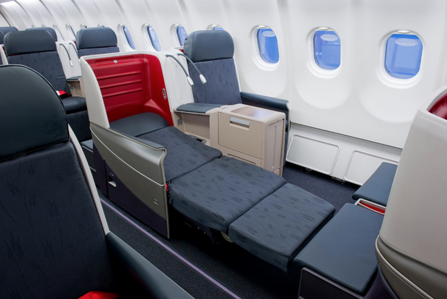 Turkish Airlines business-class seats are plentiful and fully lie-flat.