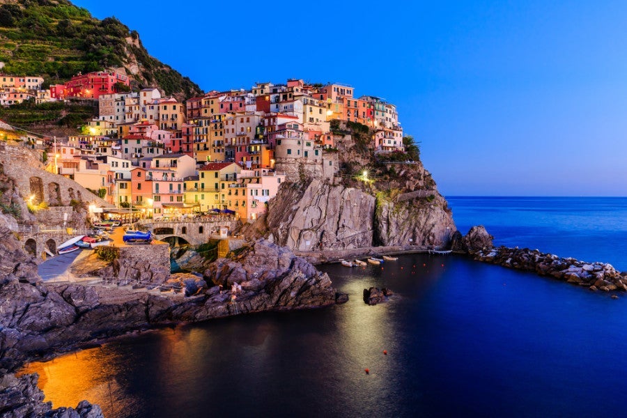 A stunning view of Manarola at twilight. Photo courtesy of Shutterstock.
