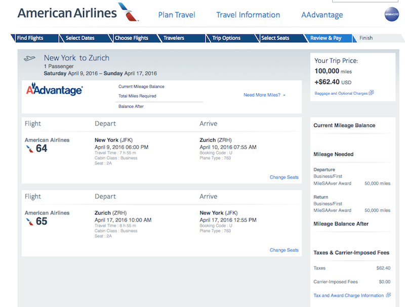 American's route from JFK-Zurich is on a refitted 767-300.