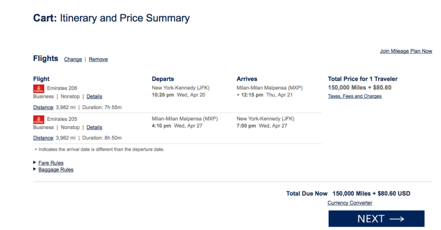 Use your Alaska miles to fly Emirates.