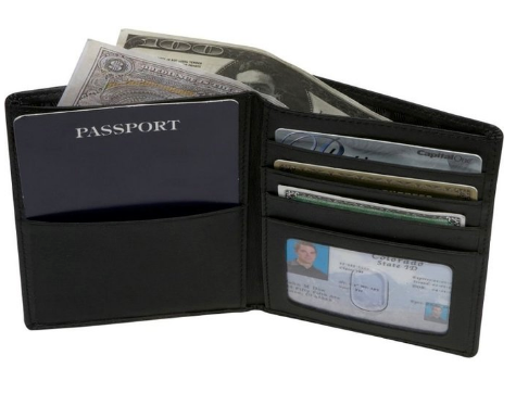 Royce Leather RFID-blocking Passport & Currency Wallet