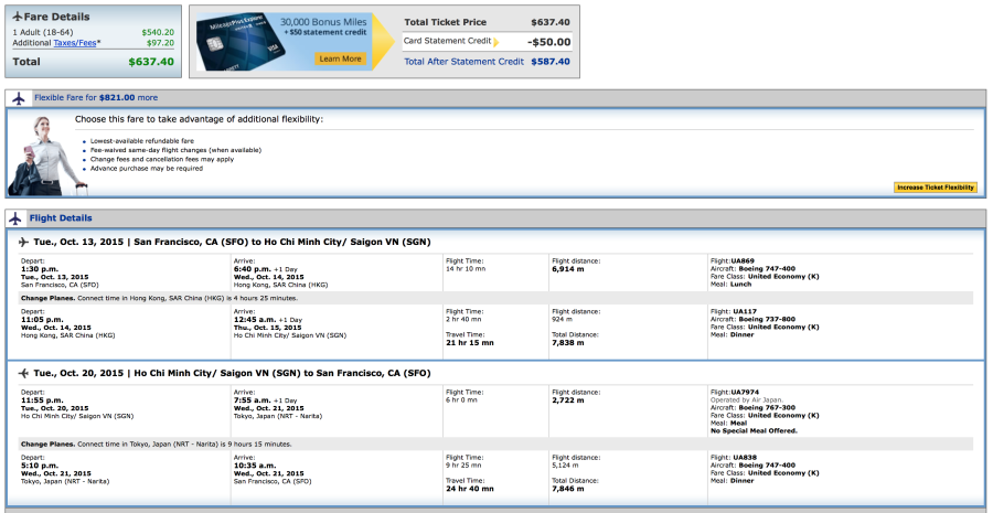 San Francisco to Ho Chi Minh City for $637 round-trip on United.
