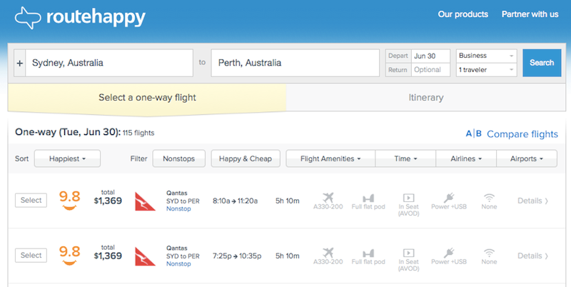 Routehappy is probably the best and easiest resource to use when trying to figure out aircraft configurations on a route like this.