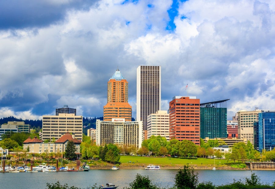 Part of Portland's Waterfront Park, as seen from the Eastbank Esplanade (Photo courtesy of Shutterstock)