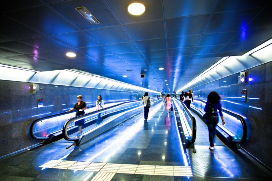 People movers make it easy — and cool — to get around Barcelona's airport. Photo by Shutterstock. 
