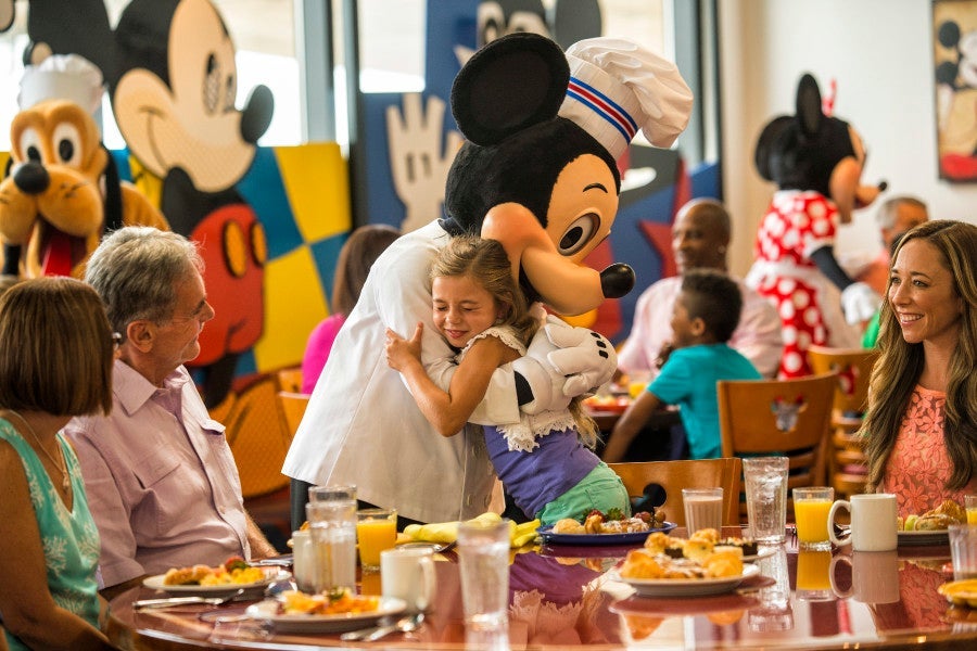 Dining in Chef MickeyÕs at DisneyÕs Contemporary Resort serves up a magical experience for Walt Disney World Resort guests. As the monorail whizzes past, Chef Mickey joins other Disney characters as they greet guests, sign autographs and periodically lead diners in song and dance. The lively, all-you-care-to-eat buffet is offered for breakfast and dinner daily. Disney's Contemporary Resort is located at Walt Disney World Resort in Lake Buena Vista, Fla. (Matt Stroshane, photographer)