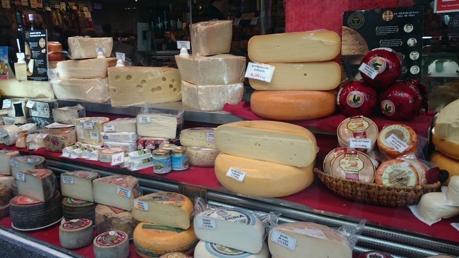 Cheeses galore at the San Miguel market.