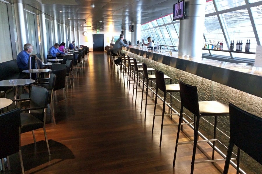 The much larger Swiss lounge in Terminal A boasts the world's longest staffed lounge bar.