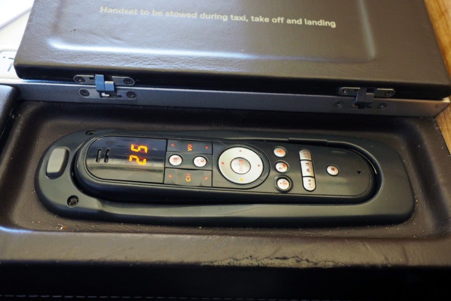 Without a touchscreen, you need to control the IFE system with this wired remote.