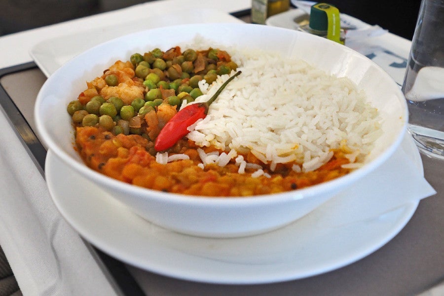 My Asian vegetarian meal was actually a spicy Indian dish. I finished every bite.