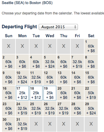 Alaska's Seattle to Boston route only has 3 days of the lowest pricing available for the next 6 weeks.