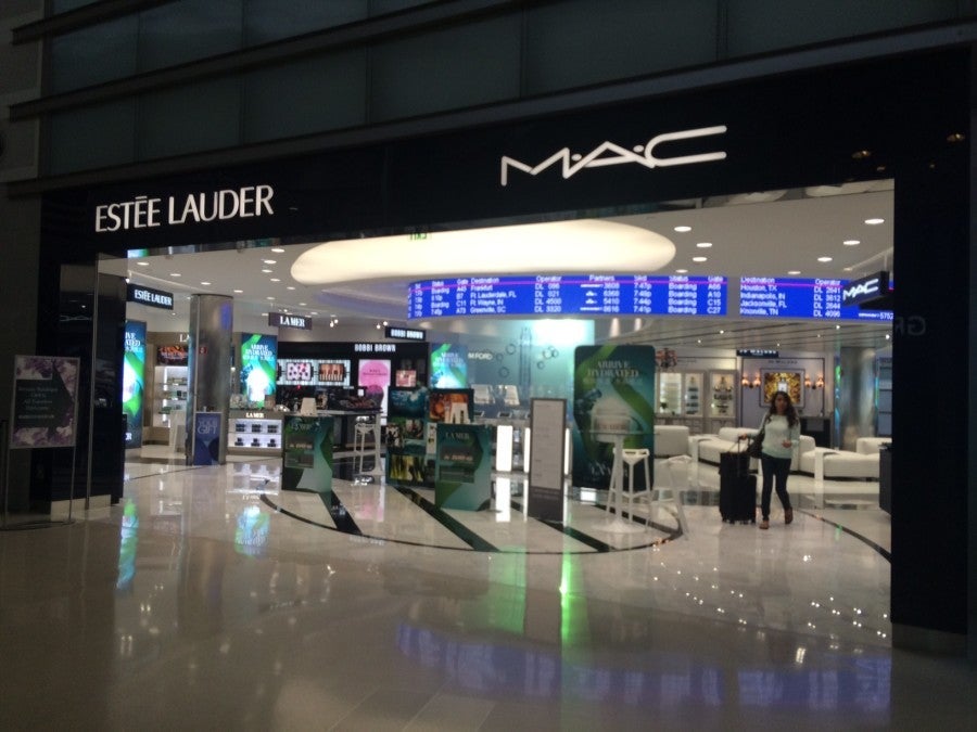 A beauty boutique inside DTW's McNamara Terminal Central link area features luxury products and fragrances.