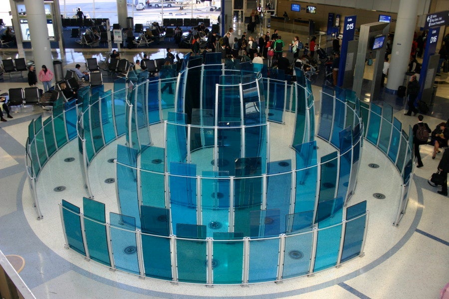 Art installation inside DFW. Photo courtesy of Dallas/Fort Worth International Airport.