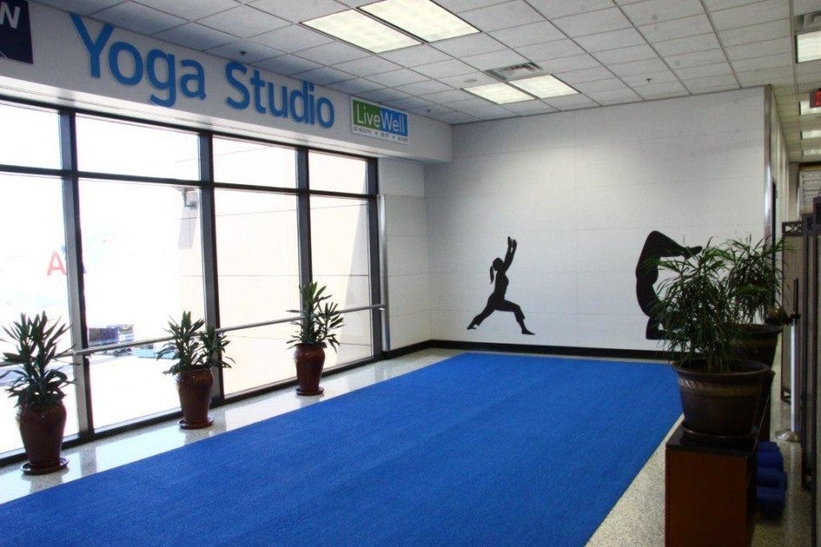 Yoga studio at DFW airport, between Terminals B and D.