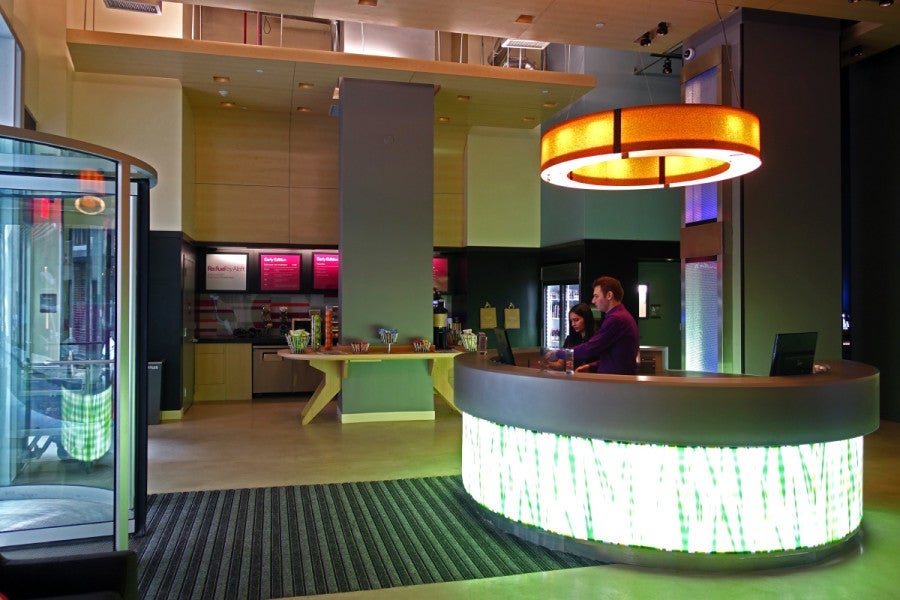 The lobby at Aloft Downtown.