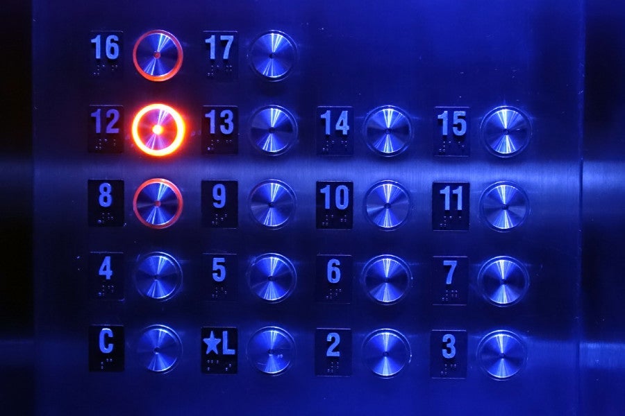 There are 17 floors at the Aloft Downtown, plus the C level, where you'll find the gym.