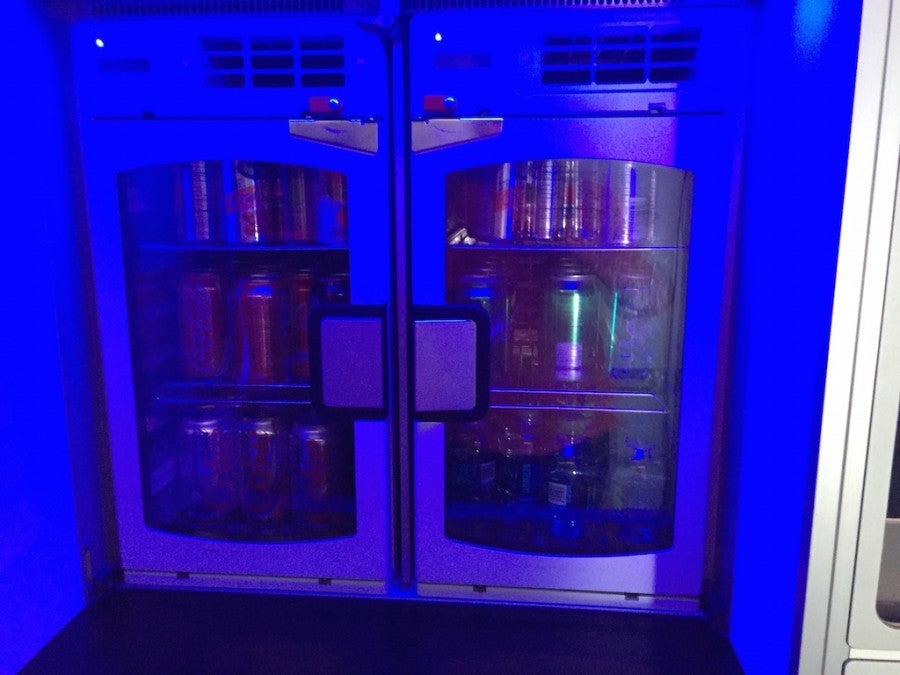 The beverage selection of JetBlue's complimentary Marketplace.