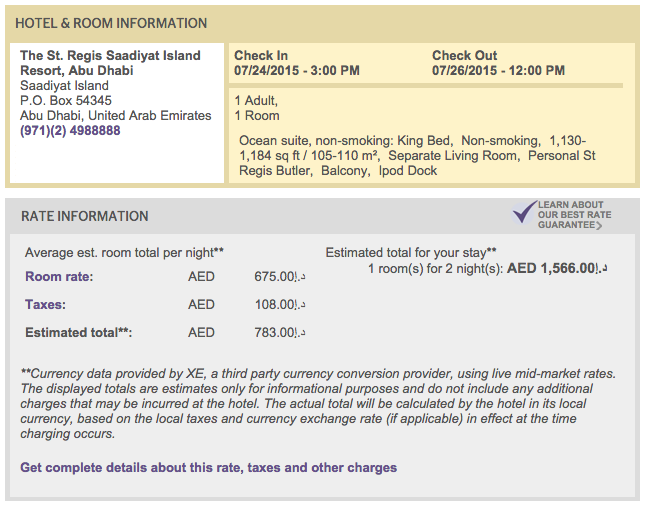 At less than $200 per night, our rate was pretty decent for a St. Regis.