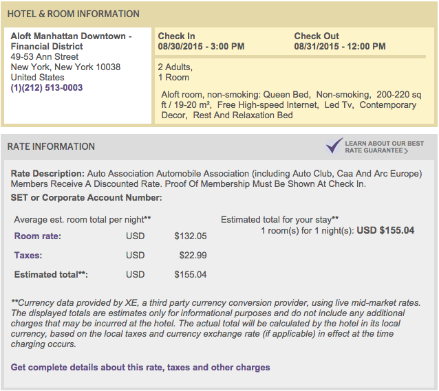 My room came to $155 after tax.
