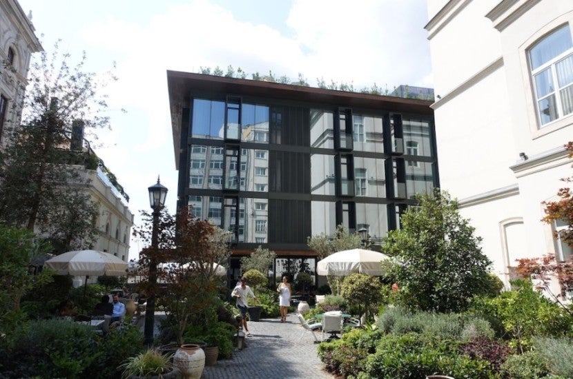 The newly built hotel of Soho House Istanbul is a nice contrast with the classic buildings on the property.