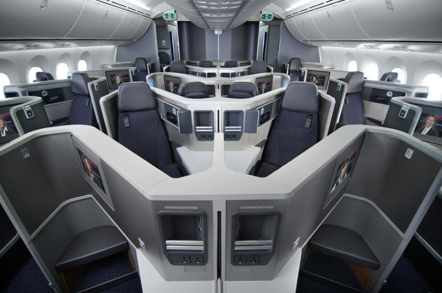 Business class on American Airlines' Dreamliner.