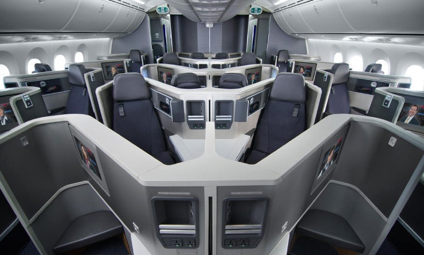 Business class on American Airlines' Dreamliner.