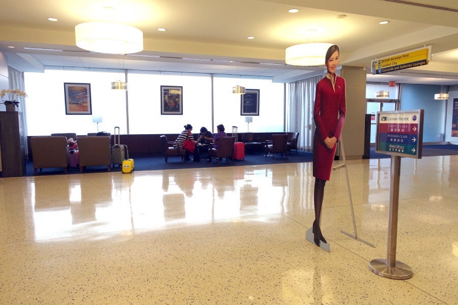 There's a small "lounge" area where you can wait if you arrive before check-in begins.