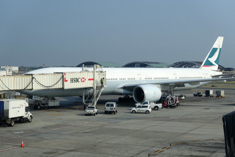 Our Cathay Pacific 777-300ER to Hong Kong.