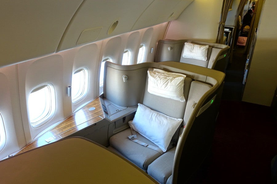 First class consists of just six seats in a 3-3-3 configuration.