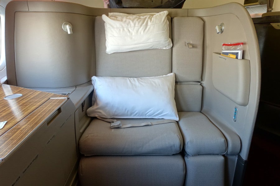 Cathay Pacific's HUGE first-class seat.