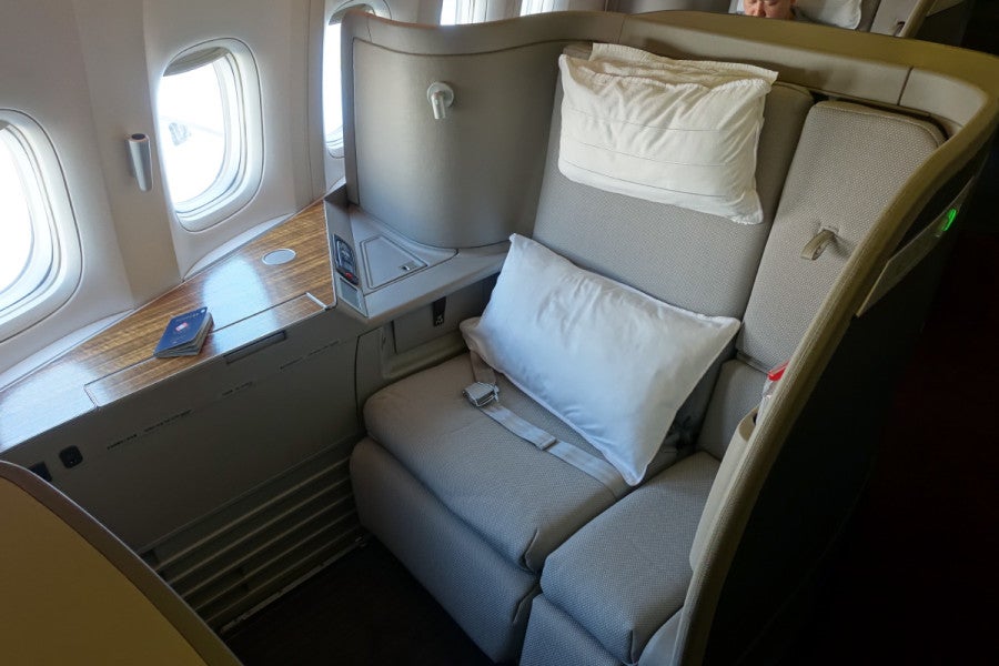 My first-class seat from the aisle.