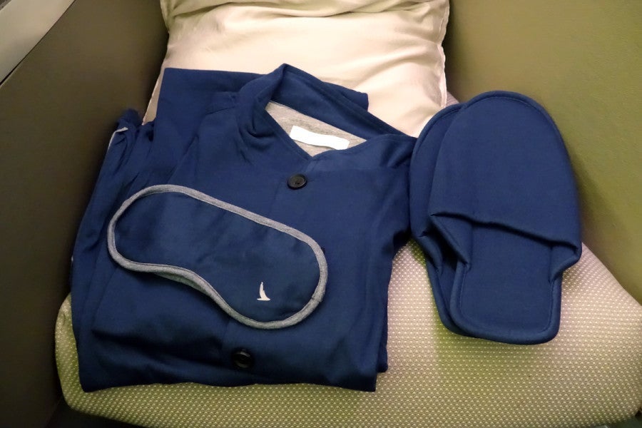 Cathay Pacific first-class pajamas.