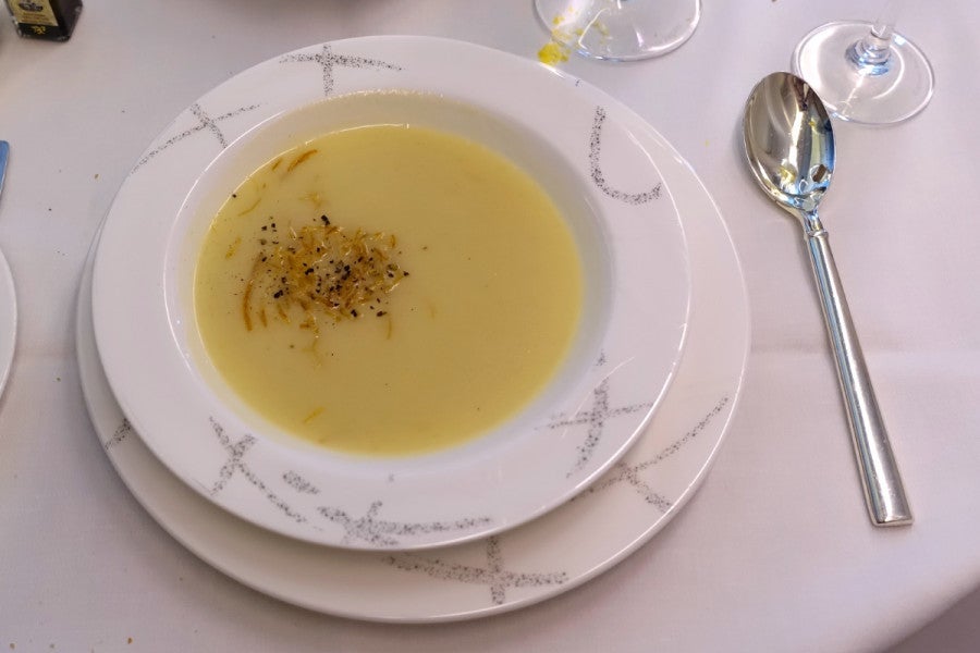 A delicious potato leek soup to start.