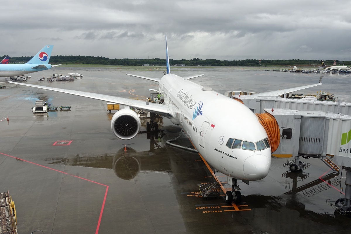 Our plane on the ground in Tokyo.