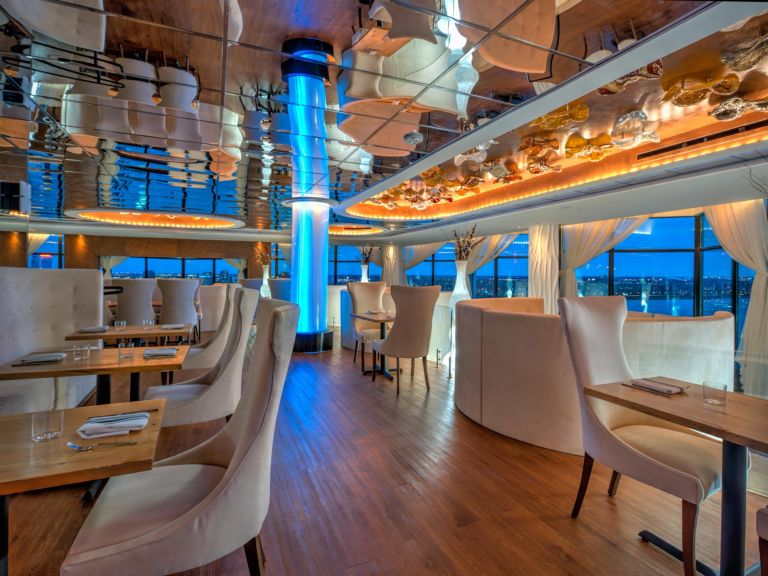 The Top of the Pontch restaurant/lounge at the Crowne Plaza Riverfront has stellar views of the river. Photo courtesy of the hotel.
