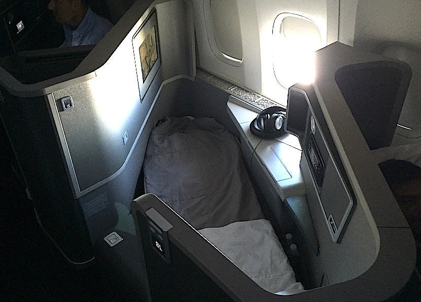 My front-facing seat in lie-flat position.
